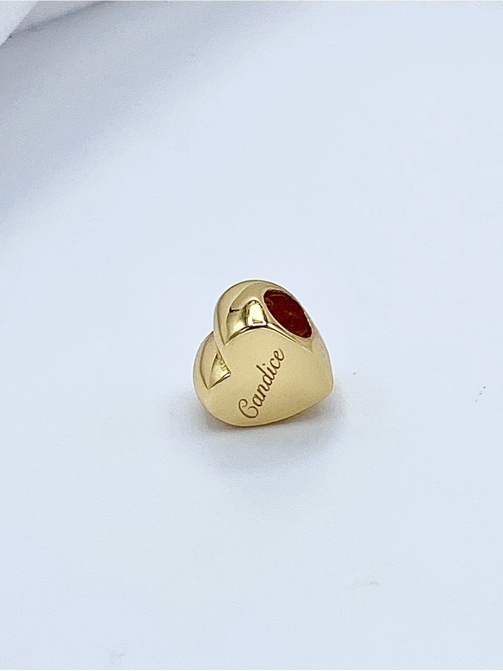 Yellow Gold Personalized Name Heart Bracelet Charm (Your Name)